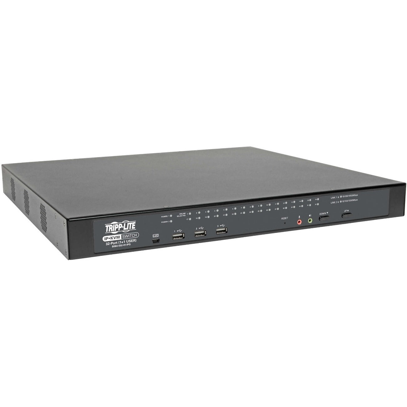 Tripp Lite by Eaton NetDirector 32-Port Cat5 KVM over IP Switch - Virtual Media, 1 Remote + 1 Local User, 1U Rack-Mount, TAA - B064-032-01-IPG