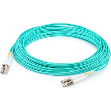 AddOn 10m LC Male to LC Male Aqua Duplex OM4 Armored OFNP (Plenum-rated) Cable - ADD-LC-LC-10M5OM4PA