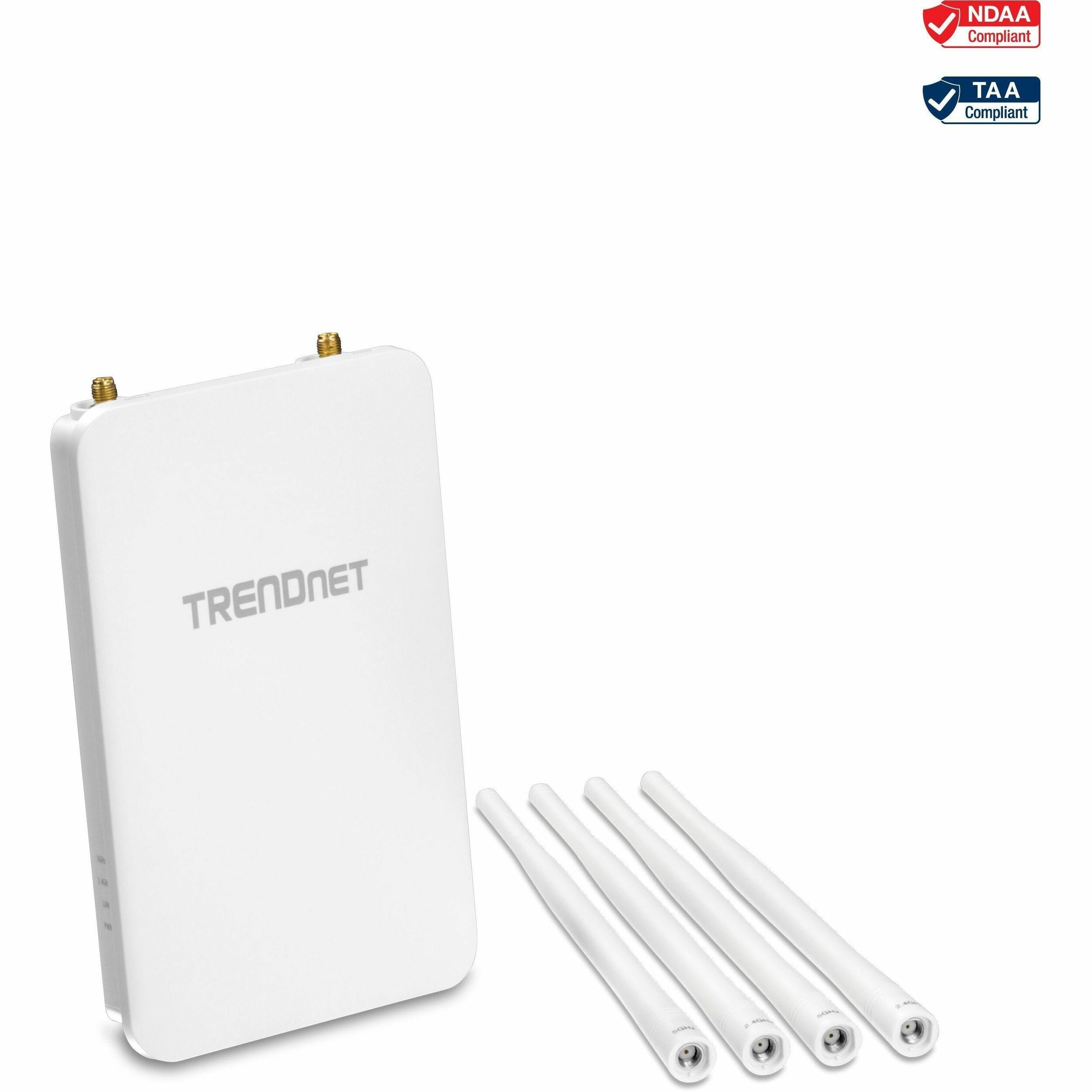 TRENDnet 5 DBI Wireless AC1300 Outdoor PoE+ Omni-Directional Access Point; TEW-841APBO; 4 X 5 DBI Omni Directional Antennas; Point-to-Point & Point-to-Multi-Point WiFi Bridging; IEEE 802.3AT PoE+ - TEW-841APBO