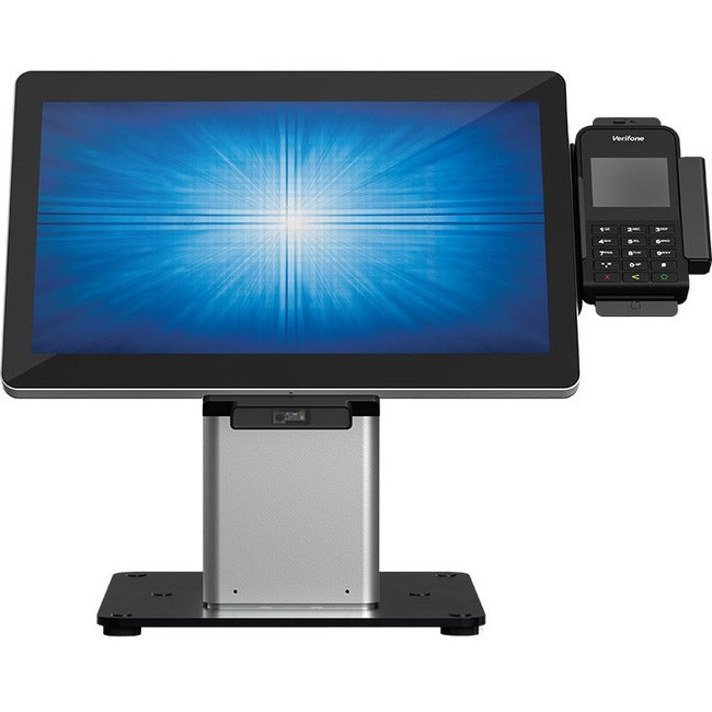 Elo Slim Desk Mount for Touchscreen Monitor, Cradle, Bar Code Reader, Fingerprint Reader, Webcam - Black, Silver - E514693