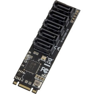 SYBA Multimedia 5 port Non-RAID SATA III 6Gbp/s to M.2 B+M Key Adapter PCI-e 3.0 x2 bandwith - SI-ADA40141