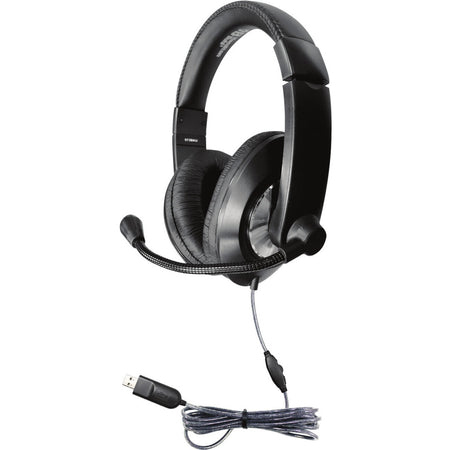 Hamilton Buhl Smart-Trek Deluxe-Sized Headsets with In-Line Volume Control and USB Plug - ST2BKU