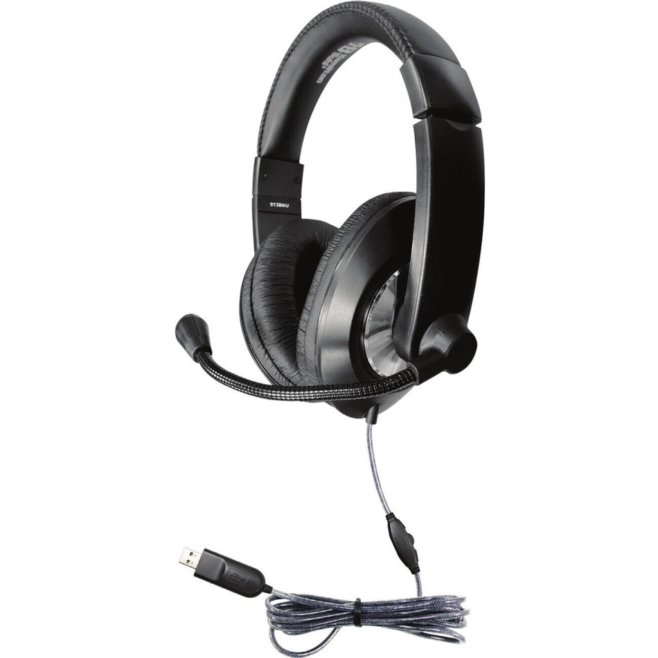 Hamilton Buhl Smart-Trek Deluxe-Sized Headsets with In-Line Volume Control and USB Plug - ST2BKU