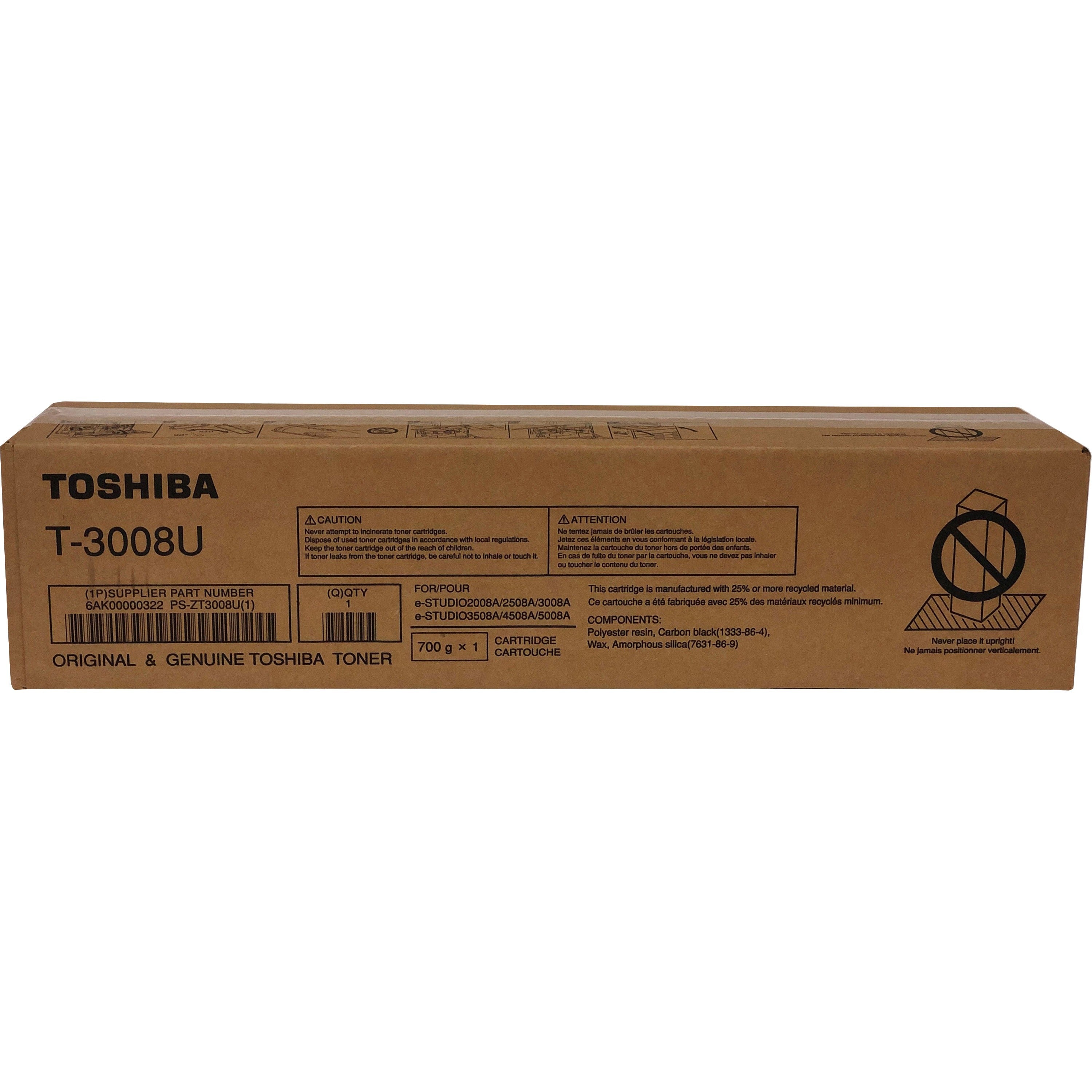 Toshiba Original Laser Toner Cartridge - Black - 1 Each - T3008U