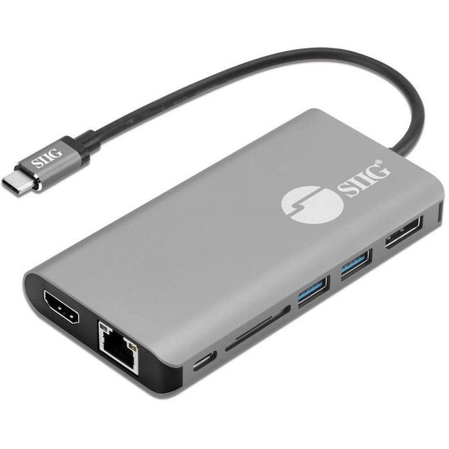 SIIG USB-C MST Video with Hub, LAN and PD 3.0 Docking - 7-in-1 MST Docking Station with 100W PD - MacOS for DP or HDMI Video - JU-DK0F11-S1