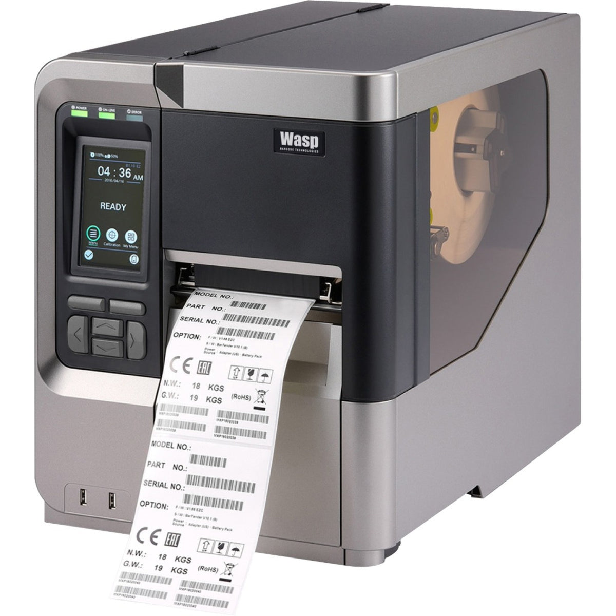 Wasp WPL618 Industrial Direct Thermal/Thermal Transfer Printer - Monochrome - Label Print - USB - Serial - 633809003578