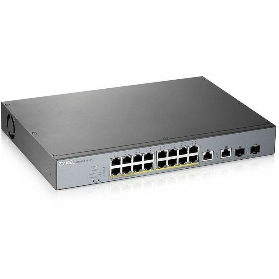 ZYXEL GS1350-18HP 16-Port Gigabit Smart Nebula Cloud Managed PoE Switch | 16 PoE+ Ports at 250W with 2 SFP Uplinks - GS1350-18HP