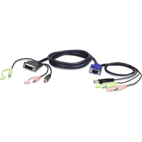 ATEN 1.8M USB VGA to DVI-A KVM Cable with Audio - 2L-7DX2U