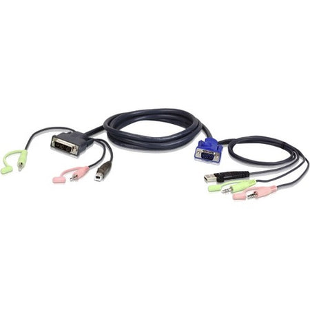 ATEN 1.8M USB VGA to DVI-A KVM Cable with Audio - 2L-7DX2U