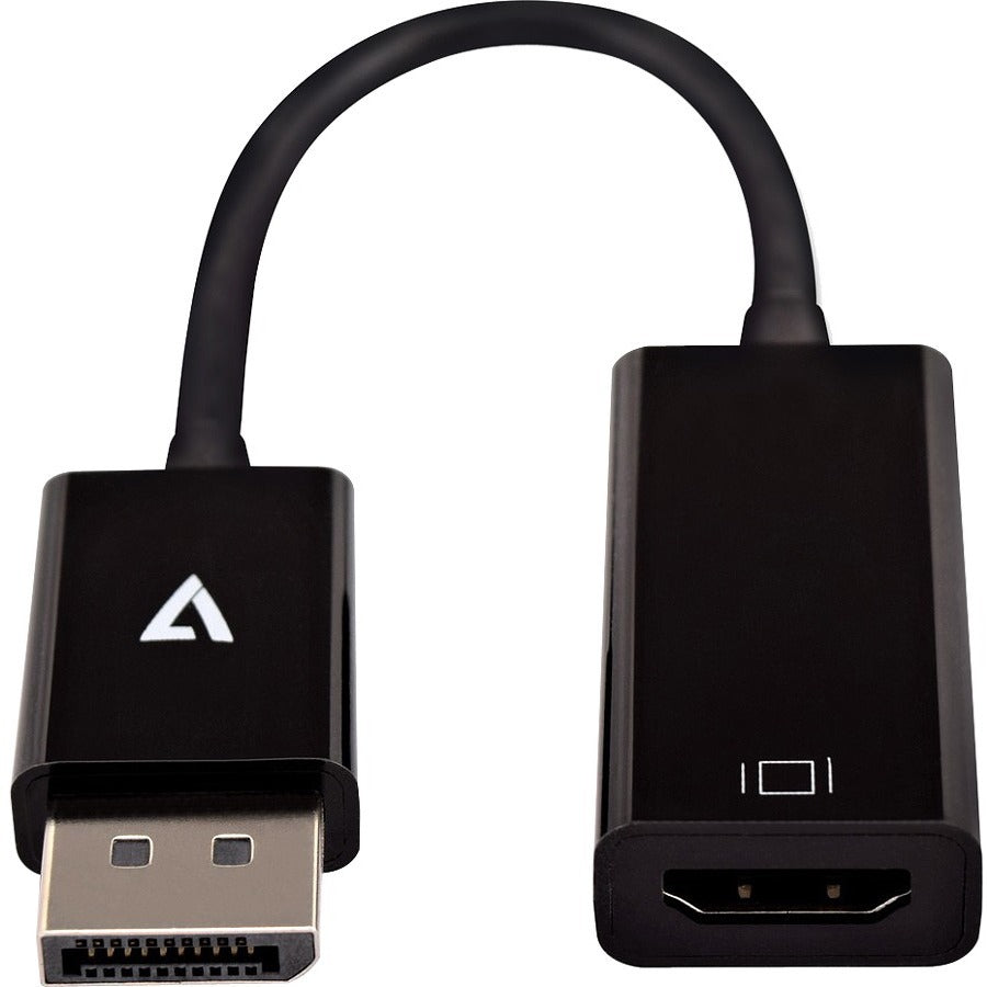 V7 Black Video Adapter DisplayPort Male to HDMI Female Slim - CBLDPHDSL-1E