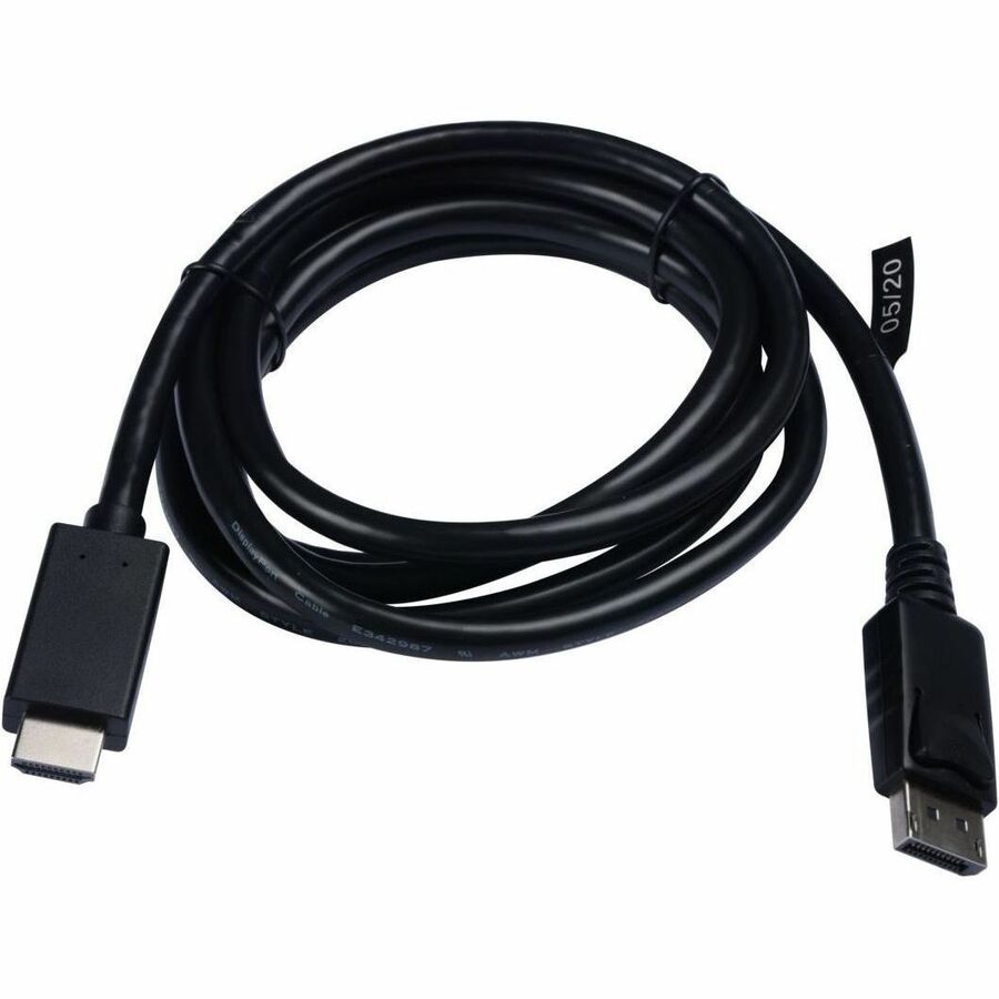 V7 DisplayPort 1.2 Male to HDMI 1.4 Male 21.6 Gbps 4K UHD 2m/6.6ft Black - V7DP2HD-02M-BLK-1E