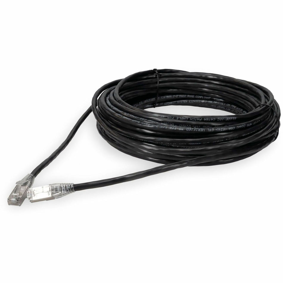 AddOn 35ft RJ-45 (Male) to RJ-45 (Male) Shielded Straight Black Cat6A STP PVC Copper Patch Cable - ADD-35FCAT6AS-BK