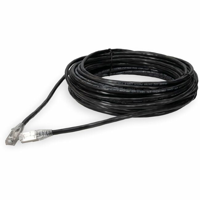 AddOn 50ft RJ-45 (Male) to RJ-45 (Male) Shielded Straight Black Cat6A STP PVC Copper Patch Cable - ADD-50FCAT6AS-BK