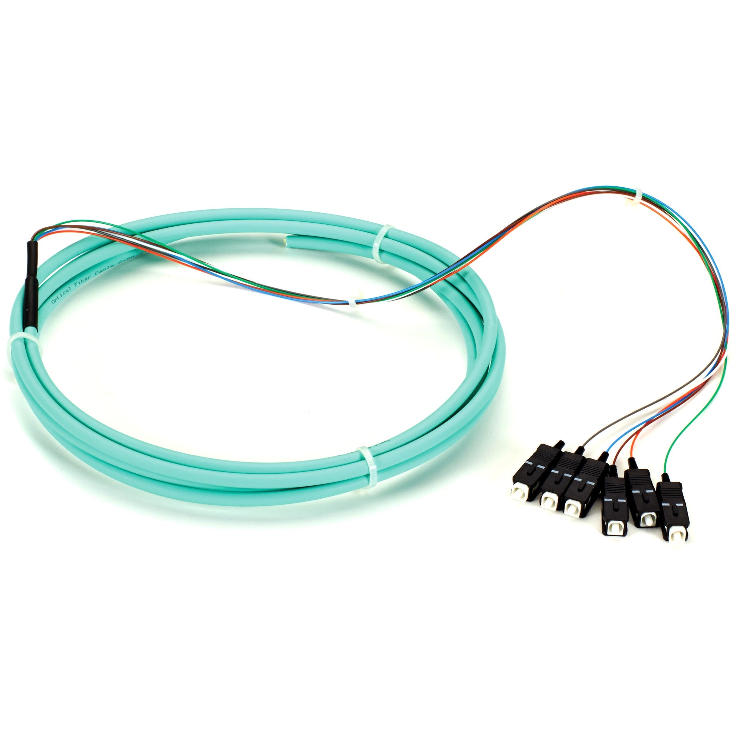 Black Box 3m SC OM3 50-Micron MM Fiber Pigtail 6-Strand OFNR PVC Aqua - FOPT50M3-SC-6AQ-3