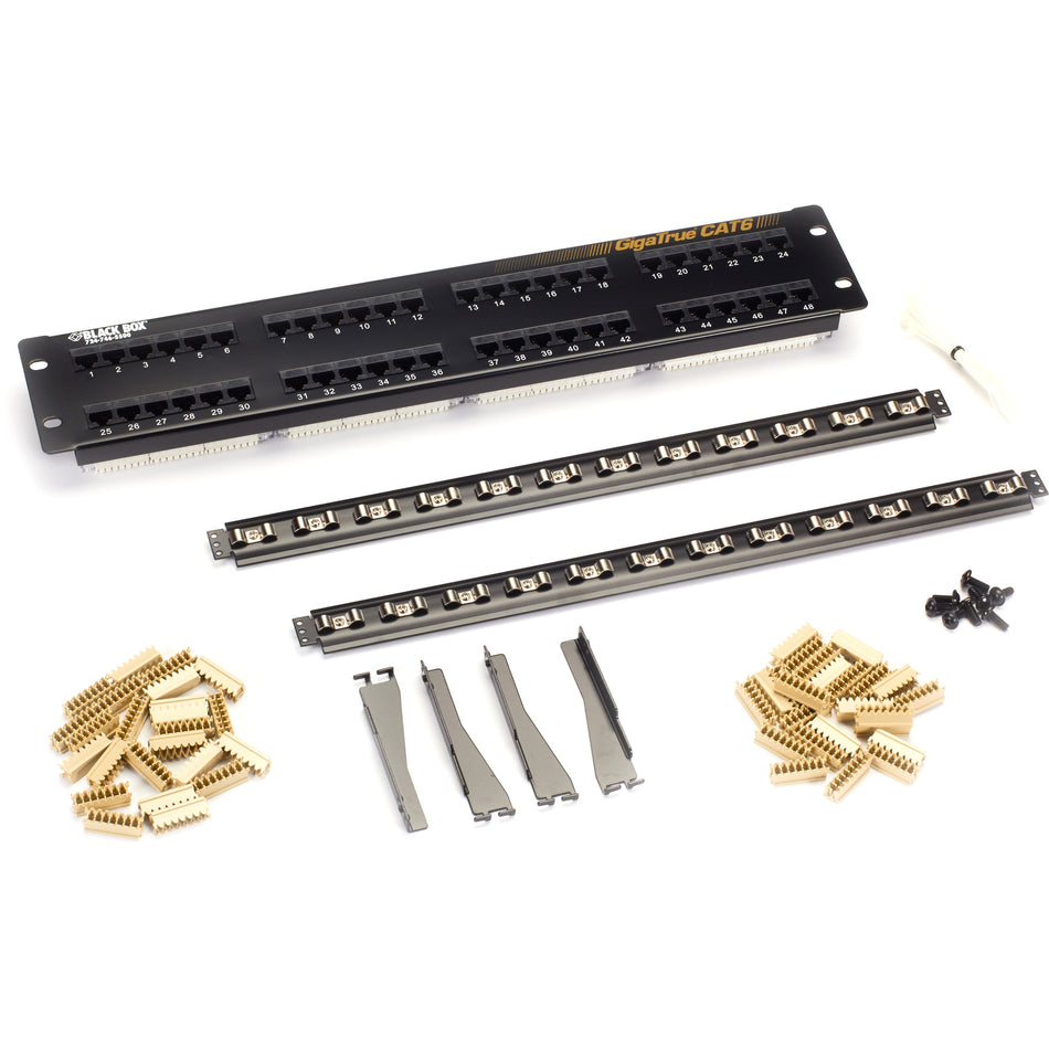 Black Box GigaTrue&reg; CAT6 Patch Panel - 2U, Unshielded, 48-Port - JPM612A-R8