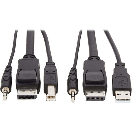 Tripp Lite by Eaton DisplayPort KVM Cable Kit 3 in 1 - 4K DisplayPort USB 3.5 mm Audio (3xM/3xM) 4:4:4 6 ft. (1.83 m) Black - P783-006