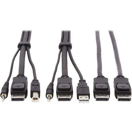 Tripp Lite by Eaton Dual DisplayPort KVM Cable Kit - DP USB 3.5 mm Audio (3xM/3xM) + DP (M/M) 4K 4:4:4 6 ft. (1.83 m) Black - P783-006-DP