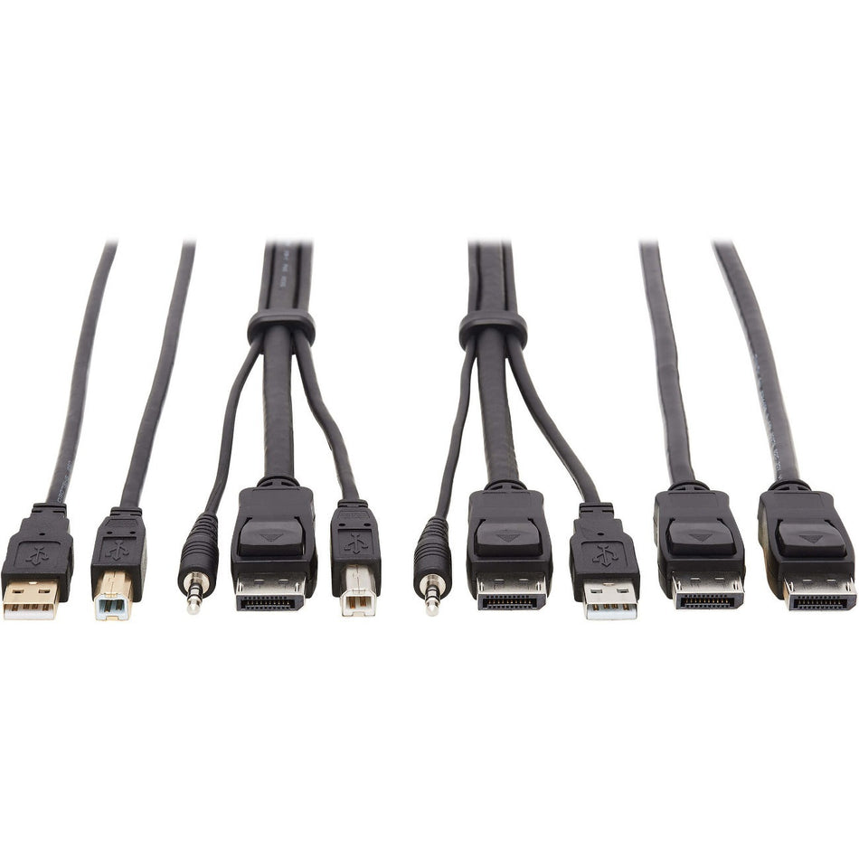 Tripp Lite by Eaton DisplayPort KVM Cable Kit - DP USB 3.5 mm Audio (3xM/3xM) + USB (M/M) + DP (M/M) 4K 6 ft. (1.83 m) Black - P783-006-DPU