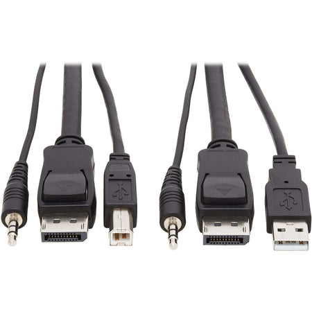 Tripp Lite by Eaton DisplayPort KVM Cable Kit 3 in 1 - 4K DisplayPort USB 3.5 mm Audio (3xM/3xM) 4:4:4 10 ft. (3.05 m) Black - P783-010