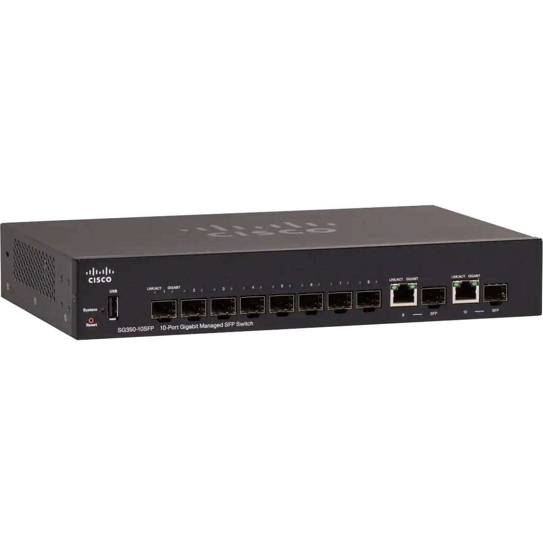 Cisco SG350-10SFP 10-Port Gigabit Managed SFP Switch - SG350-10SFPK9NA-RF