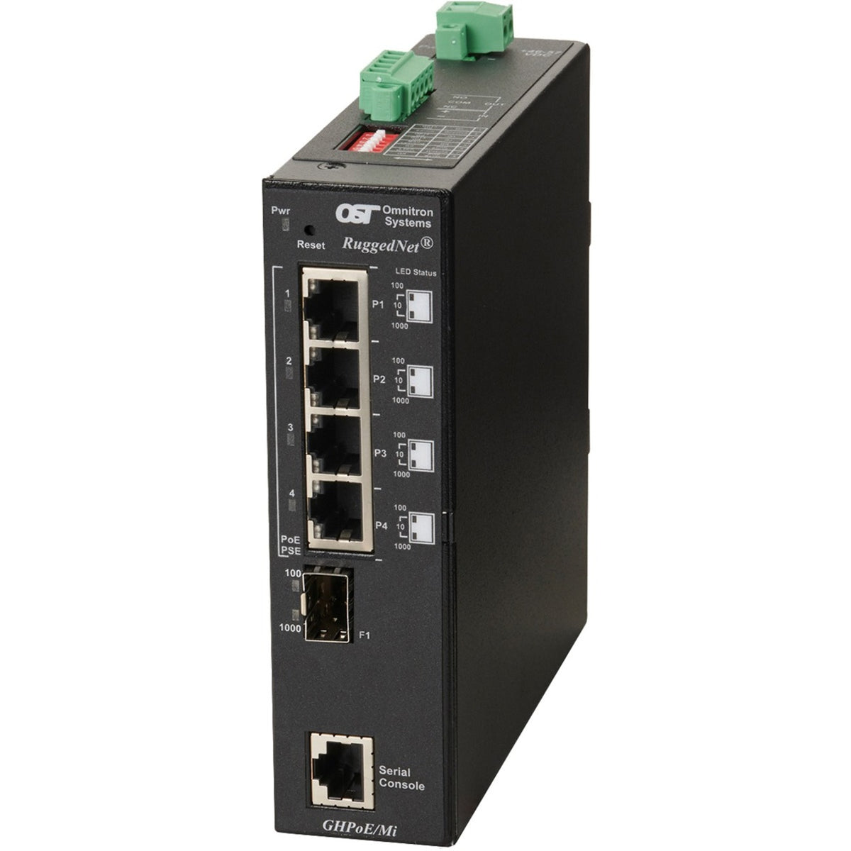 Omnitron Systems RuggedNet Managed Industrial Gigabit High Power 60W PoE, SFP, RJ-45, Ethernet Fiber Switch - 3319-0-14-1Z