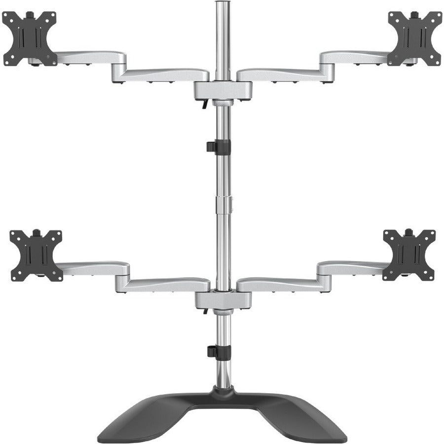 StarTech.com Quad Monitor Stand, Desktop VESA 4 Monitor Arm up to 32" (17.6lb/8kg) Screens, Ergonomic Articulating Pole Mount, Adjustable - ARMQUADSS