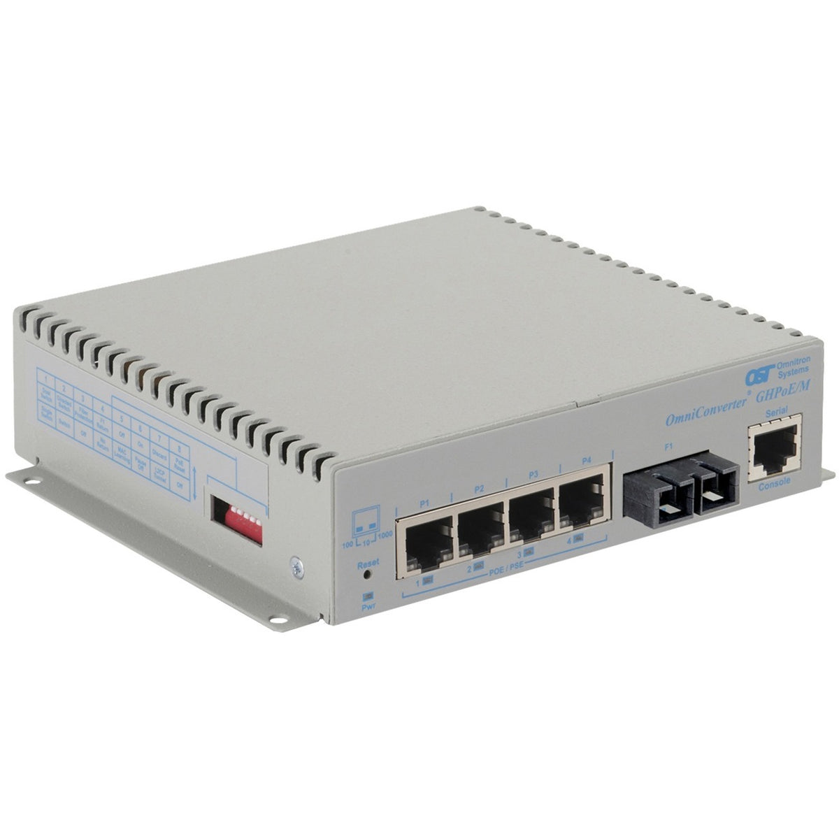 Omnitron Systems OmniConverter Managed Gigabit High Power 60W PoE, MM SC, RJ-45, Ethernet Fiber Switch - 3102-0-14-1