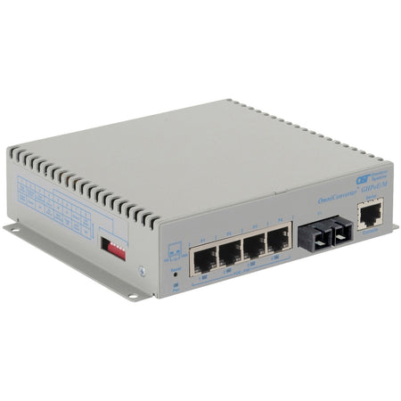 Omnitron Systems OmniConverter Managed Gigabit High Power 60W PoE, SM SC, RJ-45, Ethernet Fiber Switch - 3103-2-14-1W