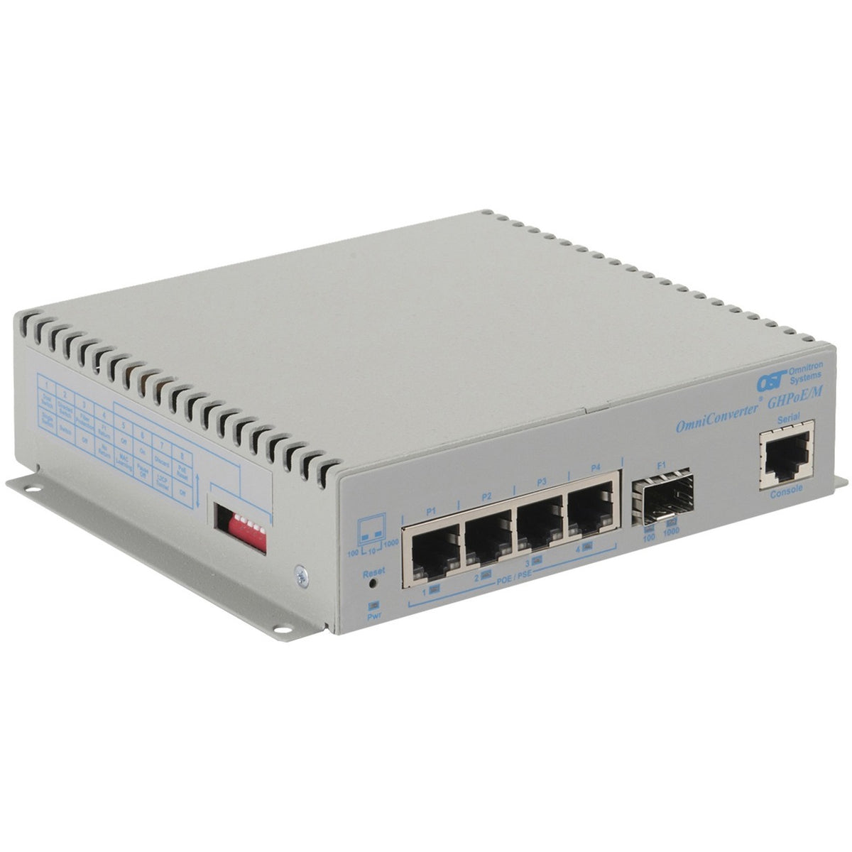 Omnitron Systems OmniConverter Managed Gigabit High Power 60W PoE, SFP, RJ-45, Ethernet Fiber Switch - 3119-0-14-1