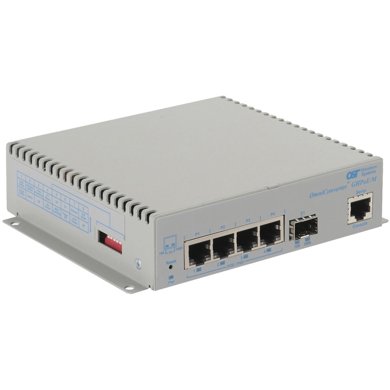 Omnitron Systems OmniConverter Managed Gigabit High Power 60W PoE, SFP, RJ-45, Ethernet Fiber Switch - 3119-0-14-9W