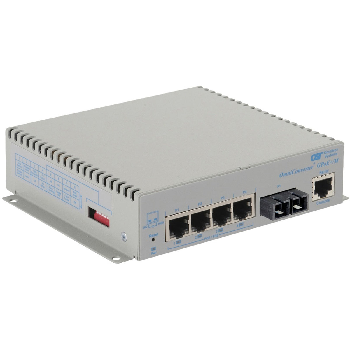 Omnitron Systems OmniConverter Managed Gigabit PoE+, SM SC, RJ-45, Ethernet Fiber Switch - 9523-2-14-1W