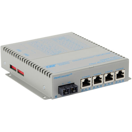 Omnitron Systems OmniConverter Unmanaged Gigabit PoE+, MM SC, RJ-45, Ethernet Fiber Switch - 9442-6-14-1