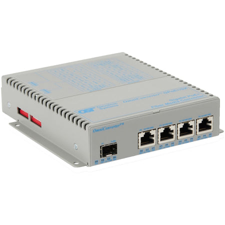 Omnitron Systems OmniConverter Unmanaged Gigabit PoE+, SFP, RJ-45, Ethernet Fiber Switch - 9459-0-14-1W