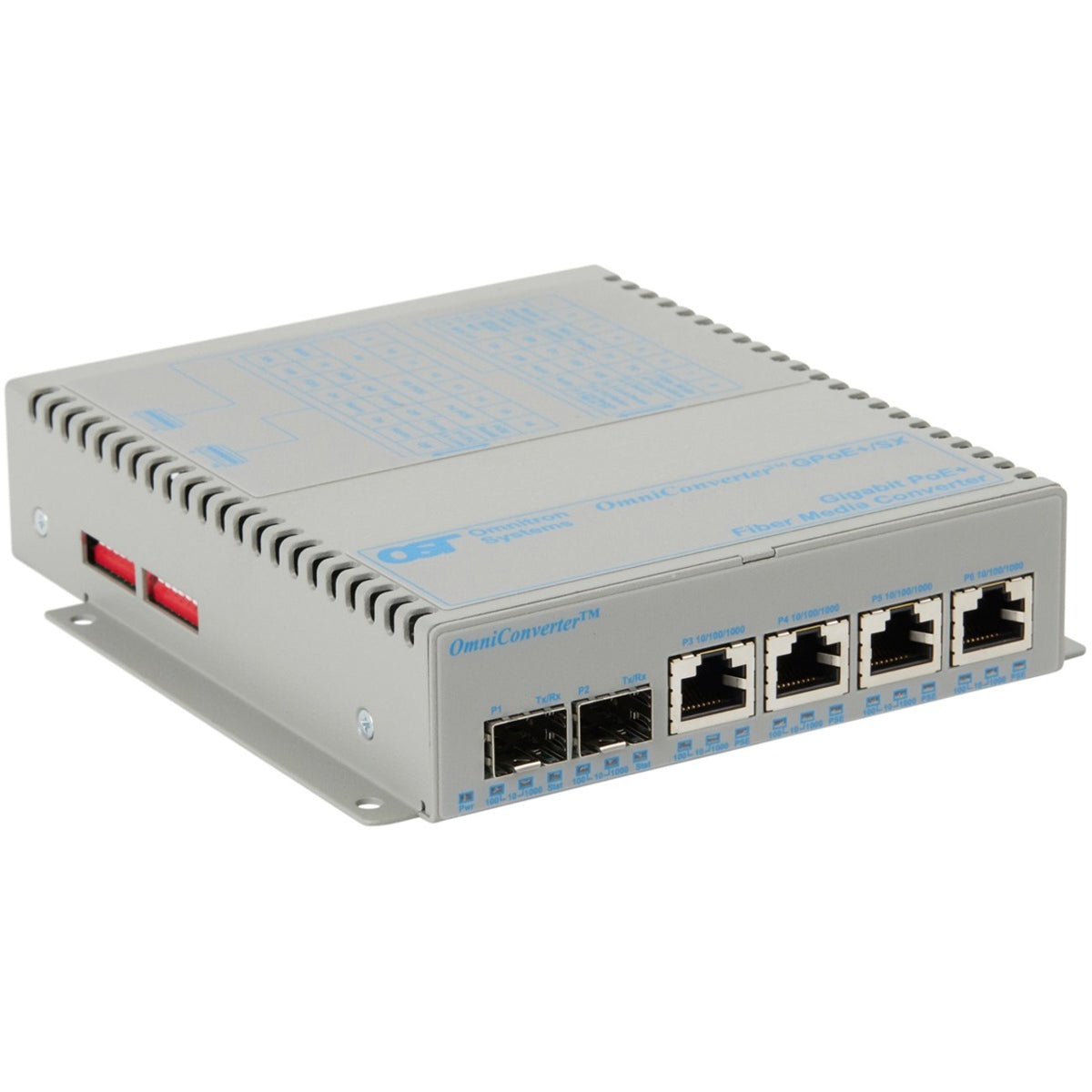 Omnitron Systems OmniConverter Unmanaged Gigabit PoE+, 2xSFP, RJ-45, Ethernet Fiber Switch - 9459-0-24-1W