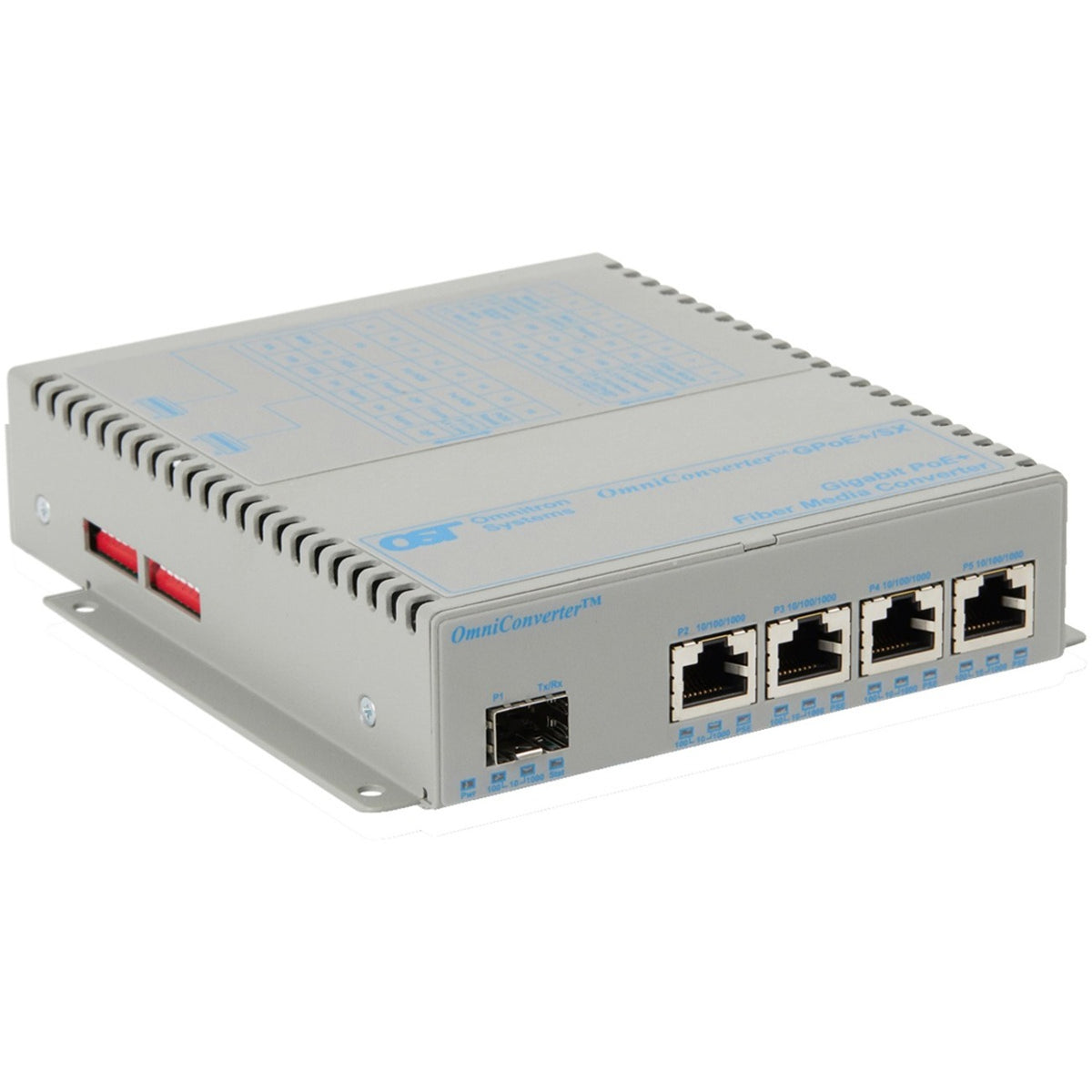 Omnitron Systems OmniConverter Unmanaged Gigabit PoE+, SFP, RJ-45, Ethernet Fiber Switch - 9459-0-14-9Z