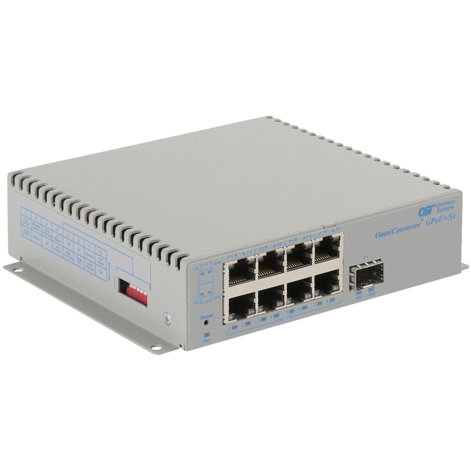 Omnitron Systems OmniConverter Unmanaged Gigabit PoE+, SFP, RJ-45, Ethernet Fiber Switch - 9459-0-18-1W