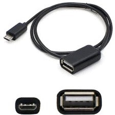 AddOn 1ft Micro-USB 2.0 (B) Male to USB 2.0 (A) Male Black Cable - USBOTG1F-AO