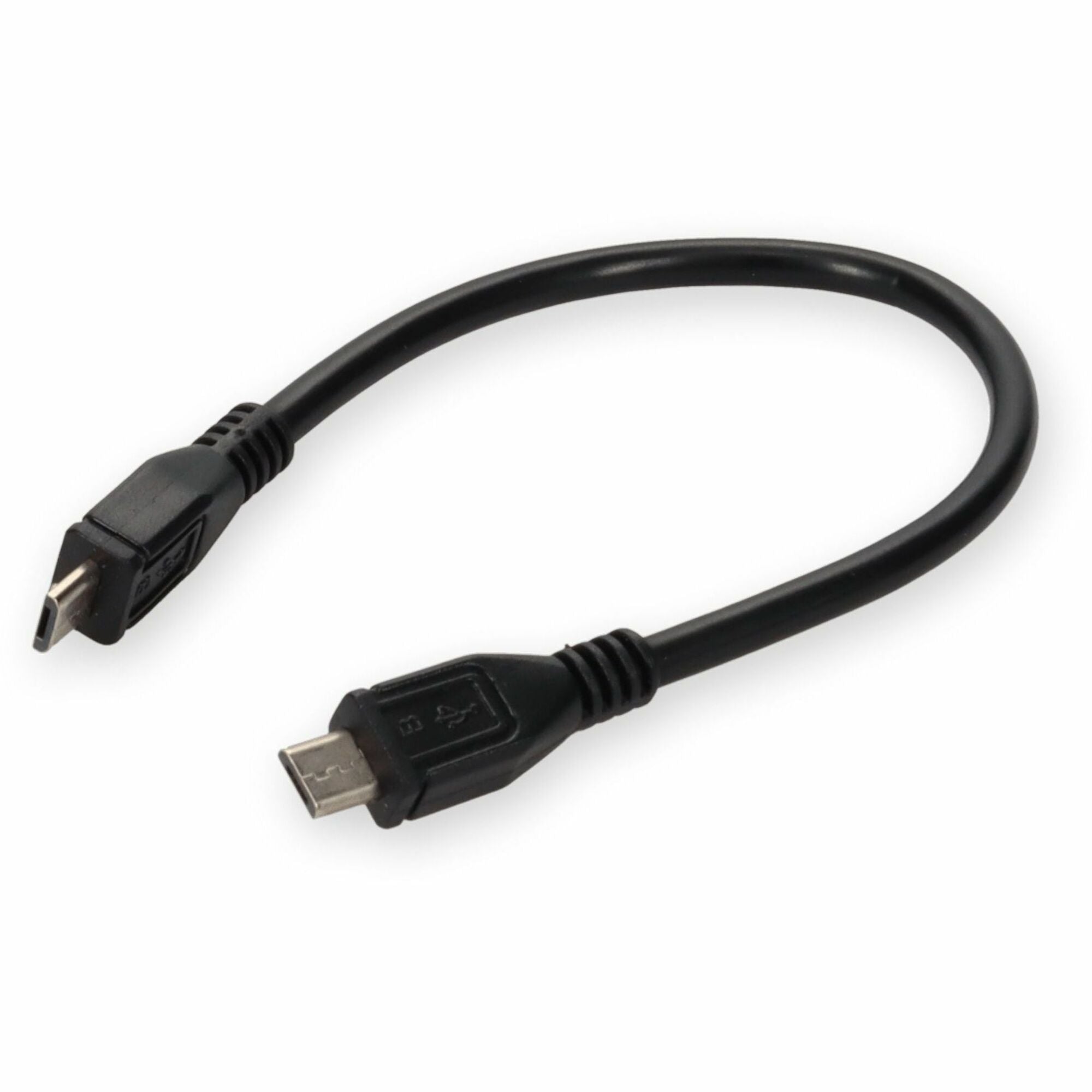 AddOn 1ft Micro-USB B 2.0 Male to USB A 2.0 Male Black Cable - USBOTG1F-AO