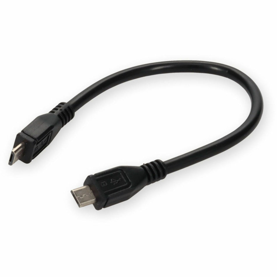 AddOn 1ft Micro-USB B 2.0 Male to USB A 2.0 Male Black Cable - USBOTG1F-AO