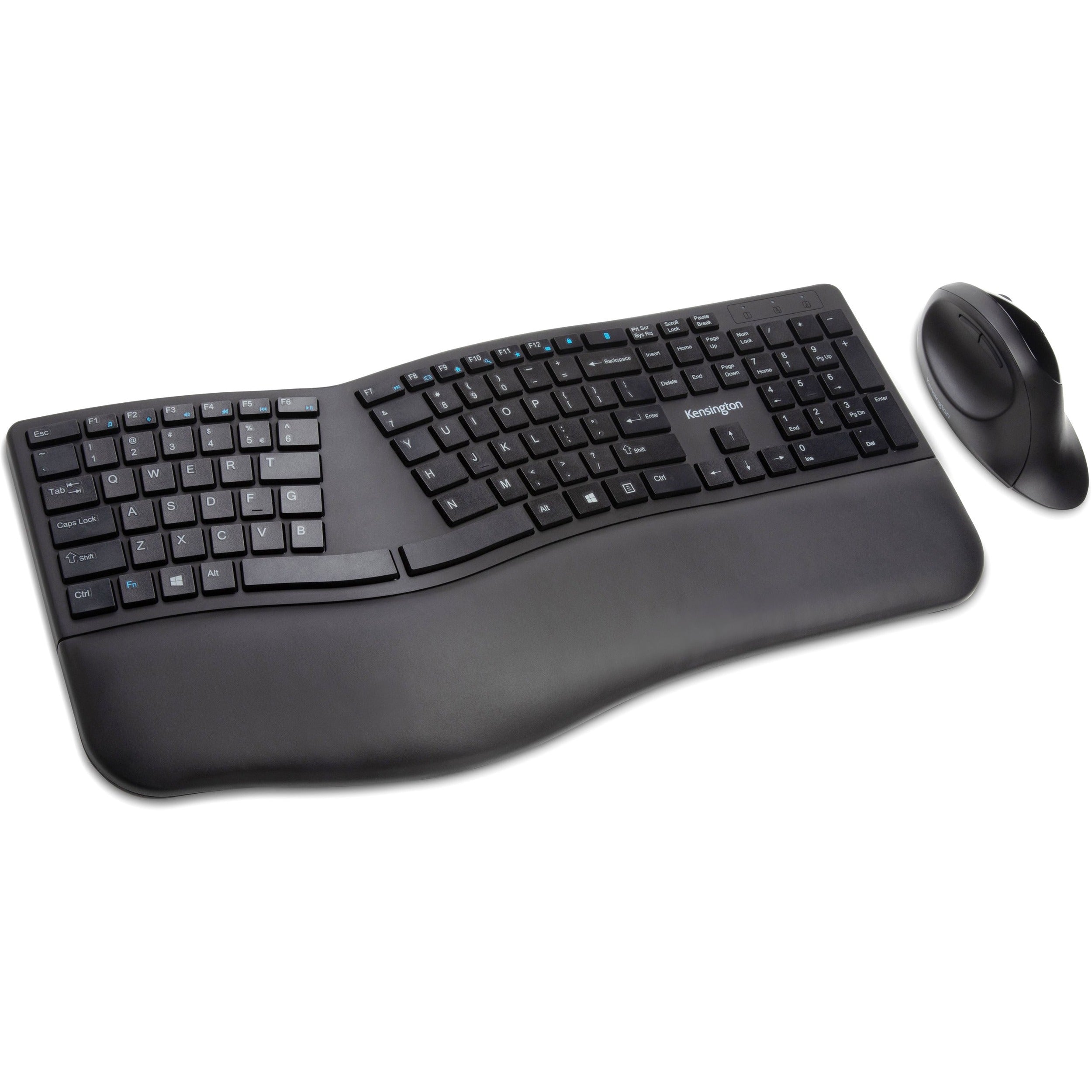 Kensington Pro Fit Ergo Wireless Keyboard and Mouse-Black - K75406US