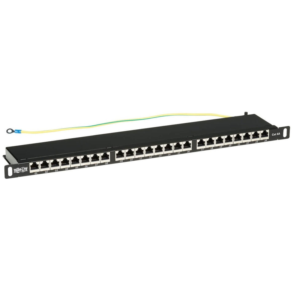 Tripp Lite by Eaton Cat6a 24-Port High-Density Shielded Patch Panel - Dual IDC, 568A/B, RJ45 Ethernet, 0.5U Rack-Mount - N252A-024-HUSHK
