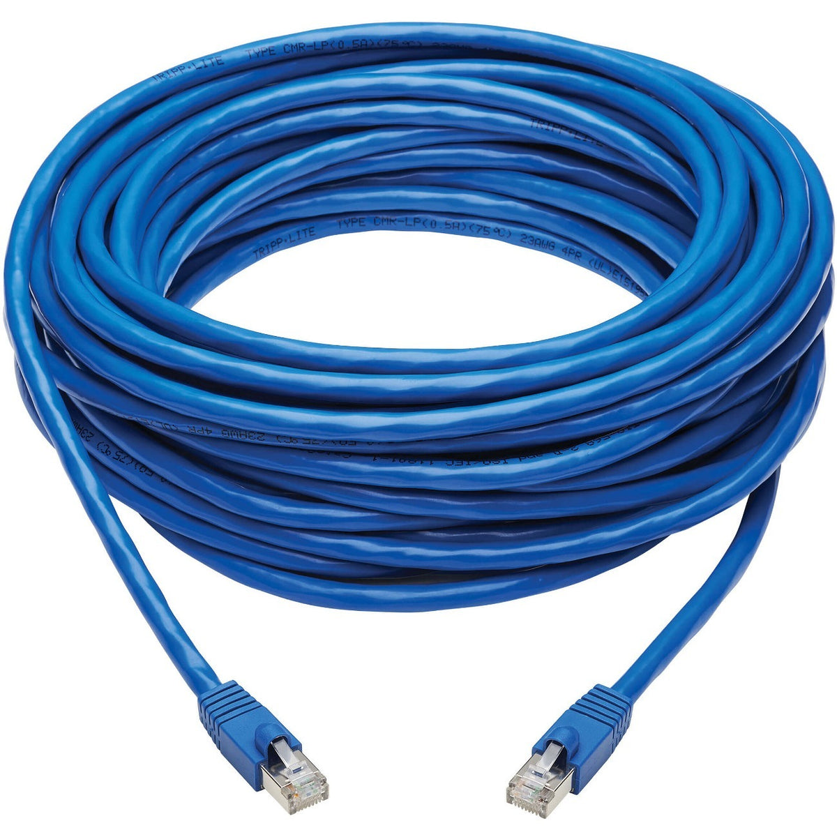 Tripp Lite by Eaton Cat6a 10G Snagless F/UTP Ethernet Cable (RJ45 M/M) PoE CMR-LP Blue 50 ft. (15.24 m) - N261P-050-BL