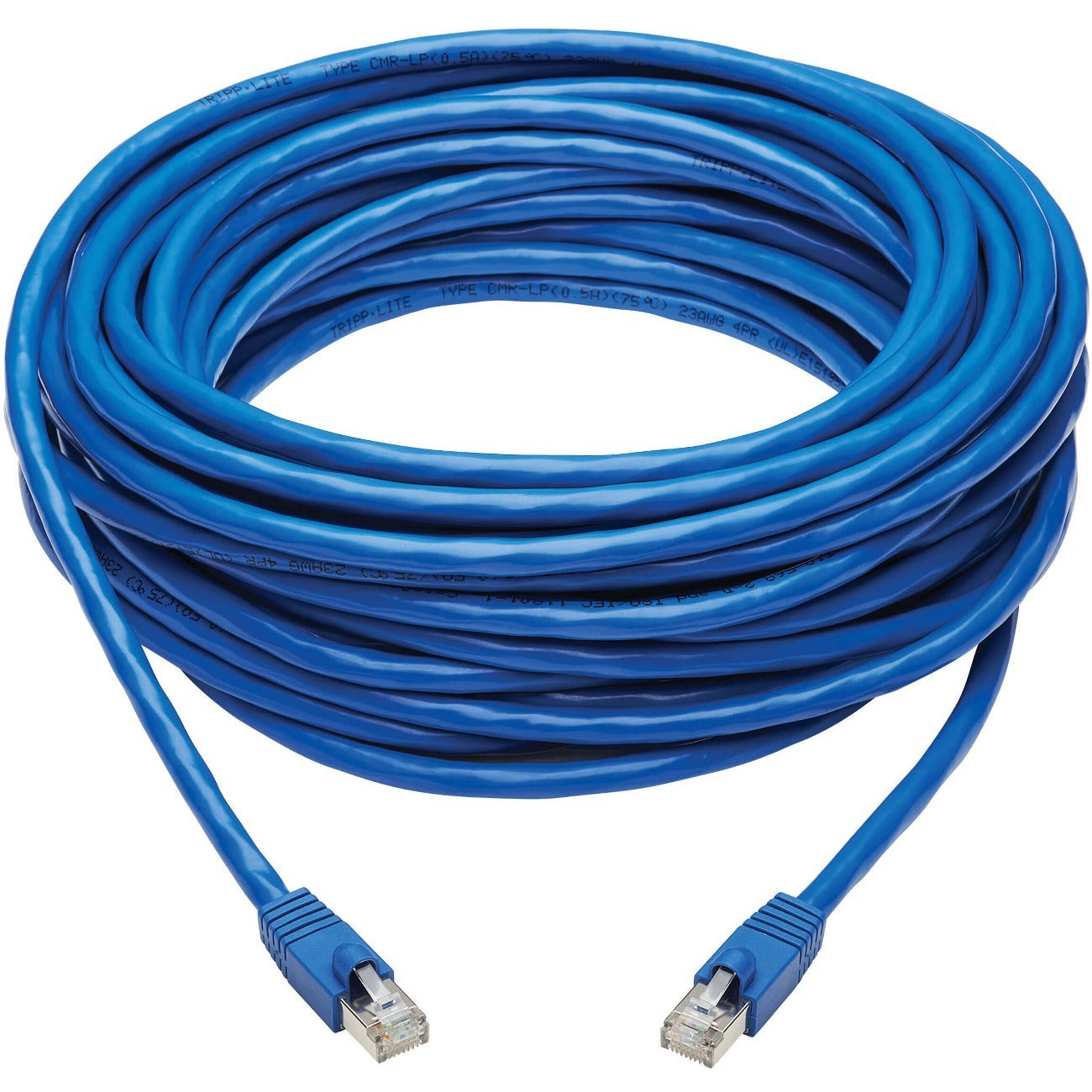Tripp Lite by Eaton Cat6a 10G Snagless F/UTP Ethernet Cable (RJ45 M/M) PoE CMR-LP Blue 50 ft. (15.24 m) - N261P-050-BL
