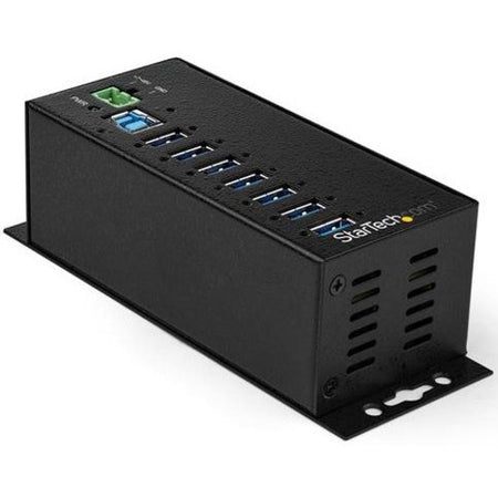 StarTech.com 7 Port USB Hub w/ Power Adapter, Metal Industrial USB 3.0 Data Hub, Din Rail, Wall & Desk Mountable USB 5Gbps Hub, TAA - HB30A7AME