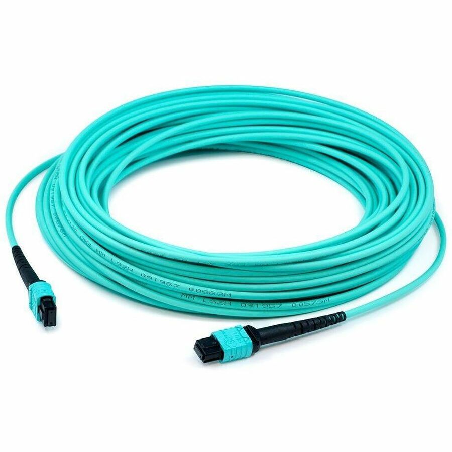 AddOn 55m MPO (Female) to MPO (Female) 12-Strand Aqua OM4 Straight Fiber Armored Patch Cable - ADD-MPOMPO-55M5OM4SA