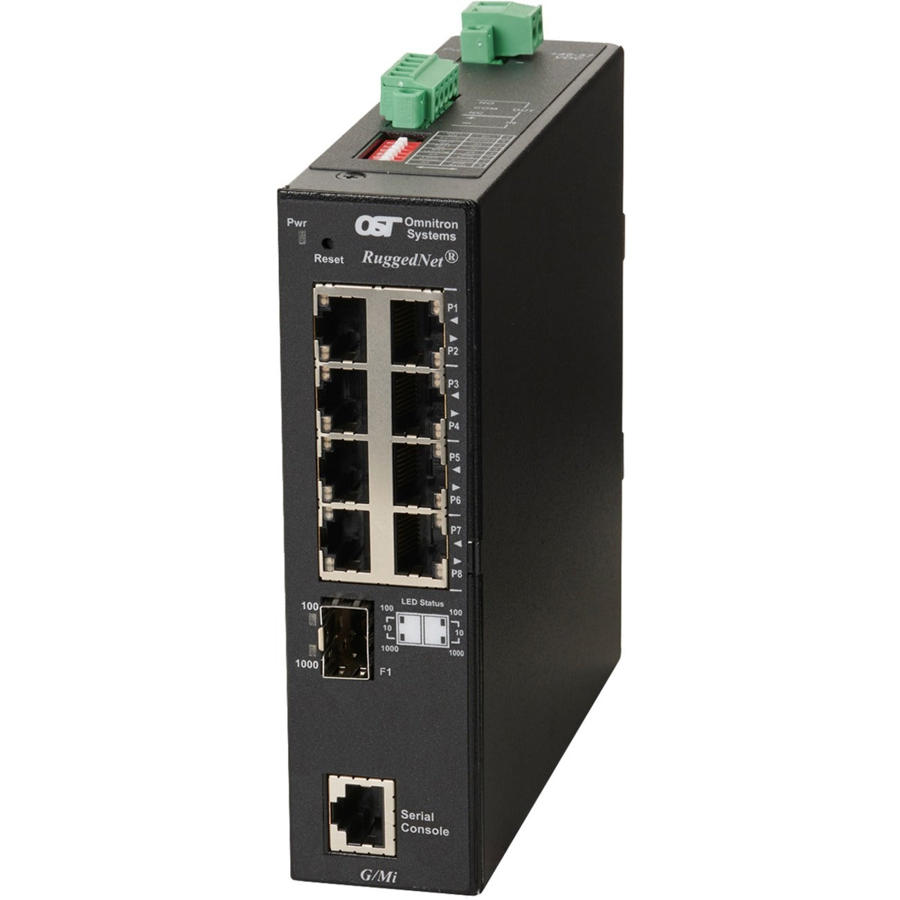 Omnitron Systems RuggedNet Managed Ruggedized Industrial Gigabit, SFP, RJ-45, Ethernet Fiber Switch - 2859-0-18-1Z