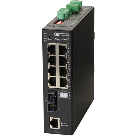 Omnitron Systems RuggedNet Managed Ruggedized Industrial Gigabit, MM SC, RJ-45, Ethernet Fiber Switch - 2842-0-18-2Z