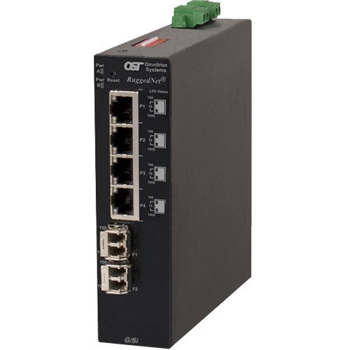 Omnitron Systems RuggedNet Unmanaged Ruggedized Industrial Gigabit, SM ST, RJ-45, Ethernet Fiber Switch - 2881-1-14-2Z