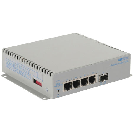 Omnitron Systems OmniConverter Unmanaged Gigabit, SFP, RJ-45, Ethernet Fiber Switch - 2879-0-14-1W