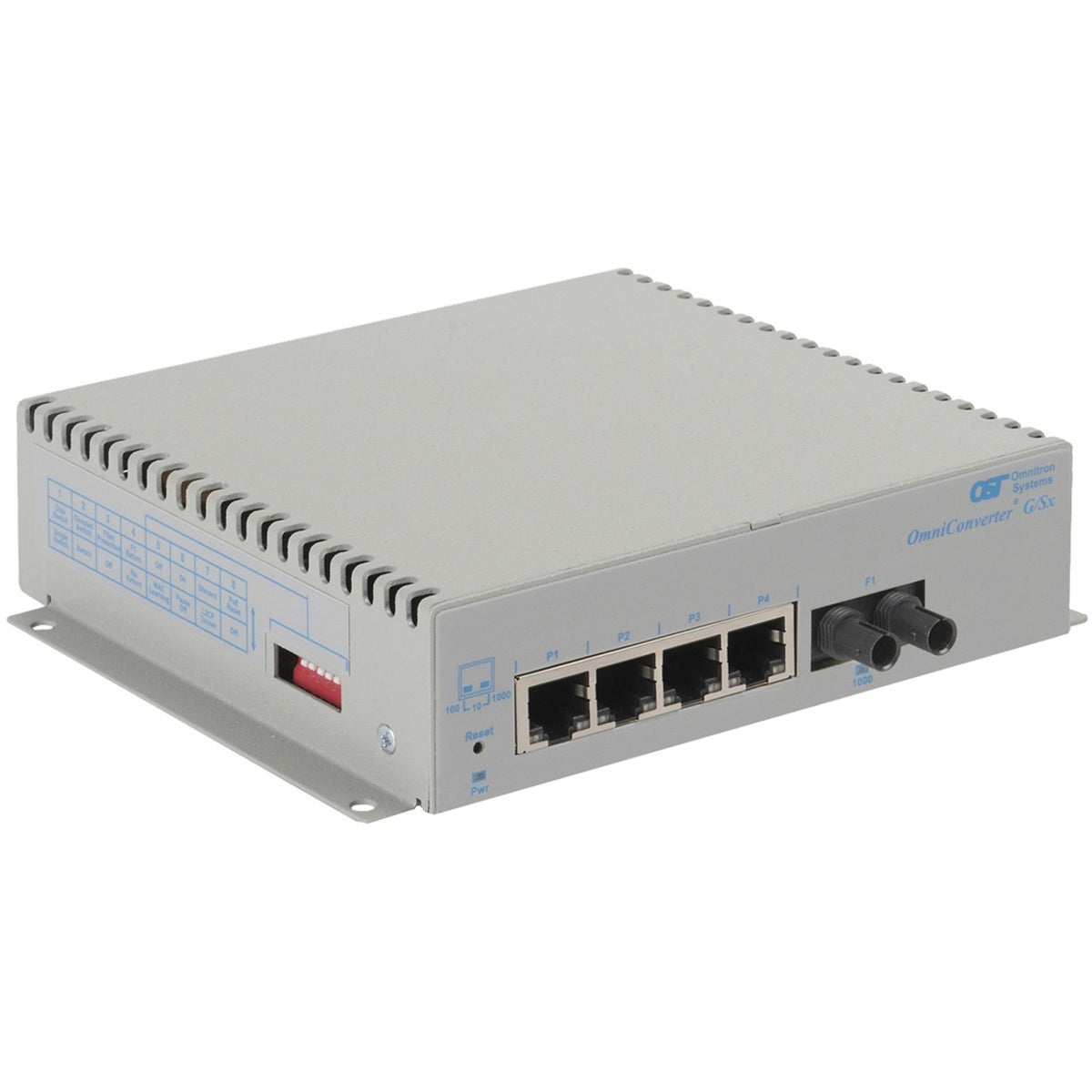 Omnitron Systems OmniConverter Unmanaged Gigabit, SM ST, RJ-45, Ethernet Fiber Switch - 2861-1-14-9Z